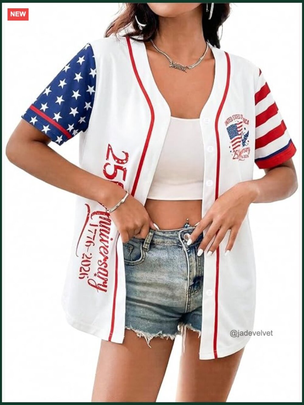 Patriotic USA 250th Anniversary Baseball Button-Down Shirt for Women